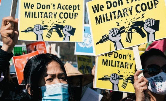 Une manifestation contre le coup d'État militaire au Myanmar à Washington, aux États-Unis, en 2021 (Archives)